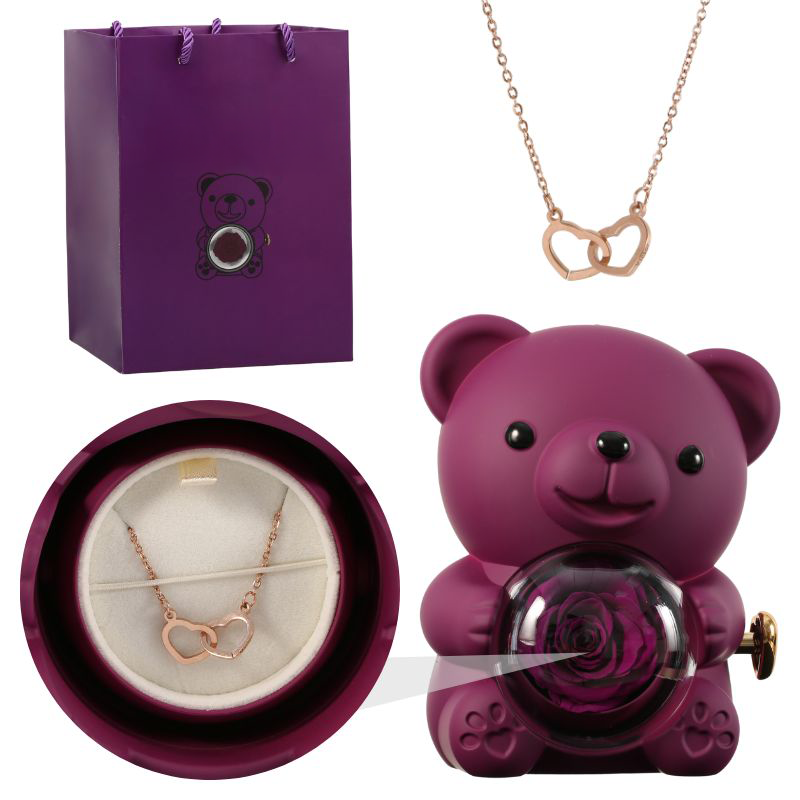 Eternal Love - bear and engraved necklace set