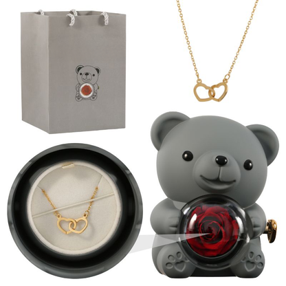 Eternal Love - bear and engraved necklace set