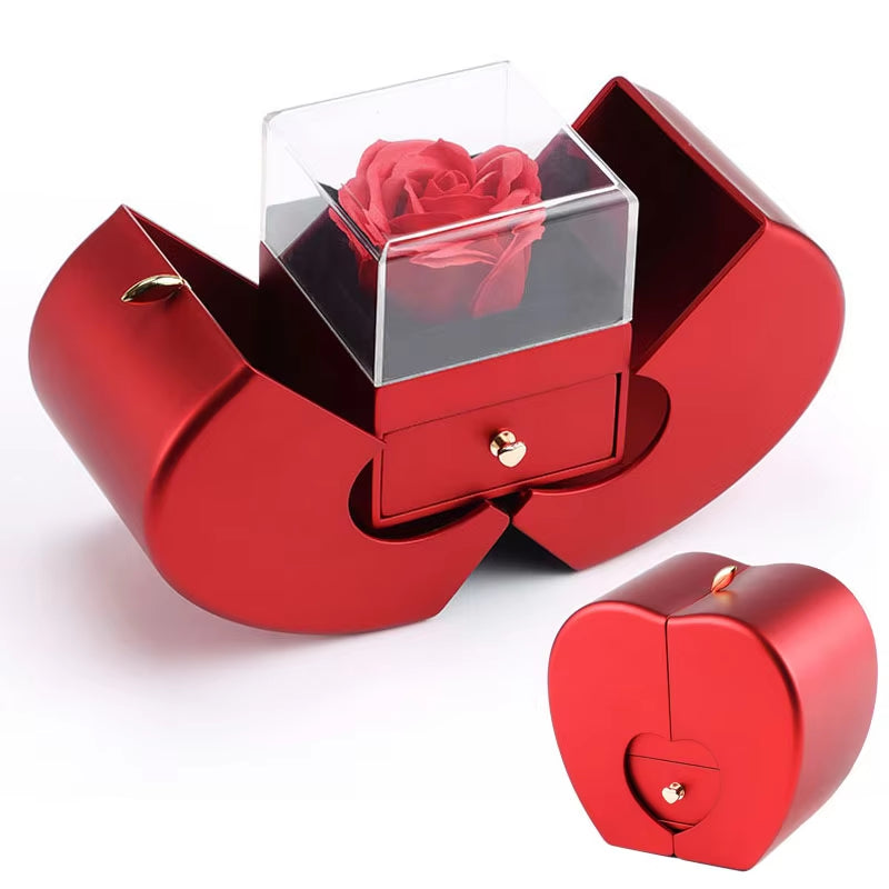 Dropshipping Christmas Gift Red Apple Jewelry Box Necklace Eternal Rose for Girl Mother'S Day New Year Valentine'S Day Gifts
