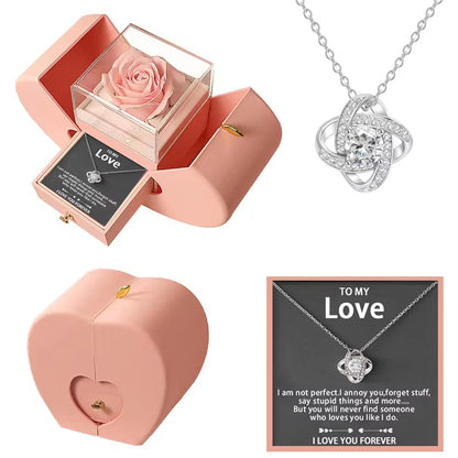 Dropshipping Christmas Gift Red Apple Jewelry Box Necklace Eternal Rose for Girl Mother'S Day New Year Valentine'S Day Gifts