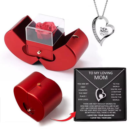 Dropshipping Christmas Gift Red Apple Jewelry Box Necklace Eternal Rose for Girl Mother'S Day New Year Valentine'S Day Gifts