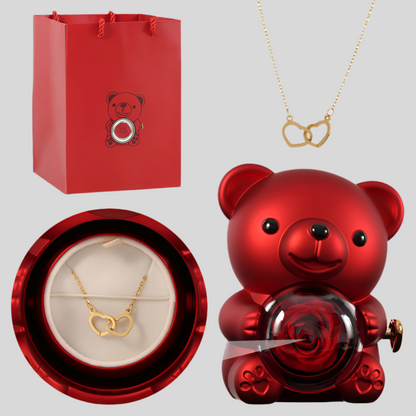 Eternal Love - bear and engraved necklace set