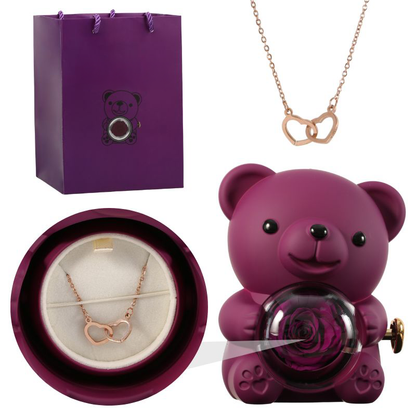 Eternal Love - bear and engraved necklace set